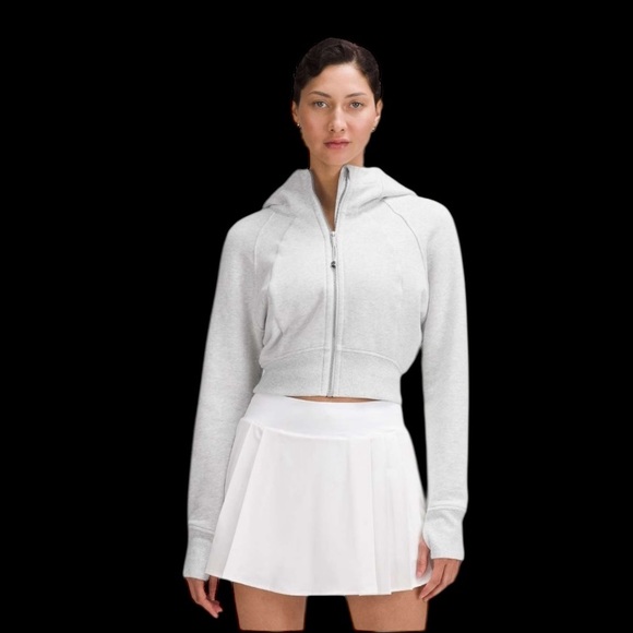 Lululemon Scuba Full-Zip Cropped Hoodie Heathered Core Ultra Light Grey XS/S - Picture 1 of 12
